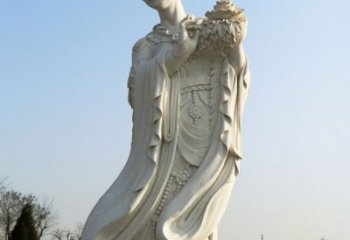 达州古典美女雕塑——十二花神之四月牡丹杨玉环汉白玉