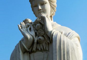 达州石榴之美——十二花神之五月石榴李氏汉白玉古代美女雕像