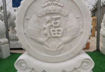达州装饰福字图案的雕塑石门墩