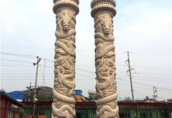 达州石雕华表盘龙柱，雕塑工艺的精美展示