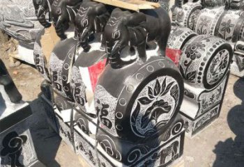 达州艺术精品，凤凰雕塑门墩