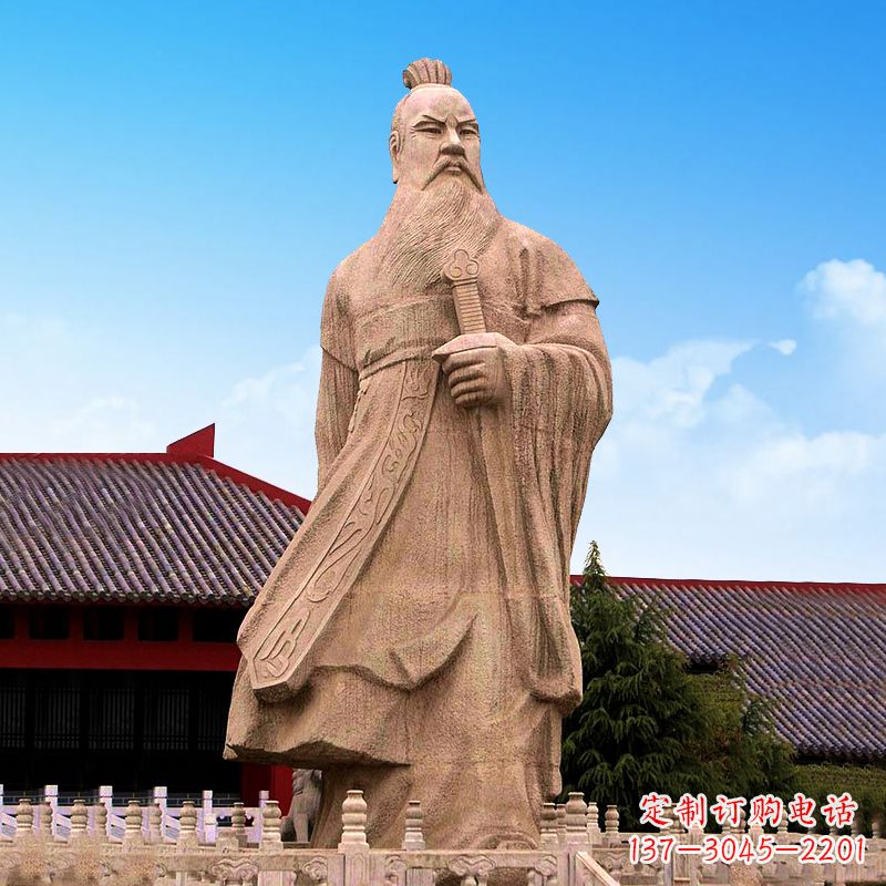 达州魏武帝曹操砂岩石雕塑像
