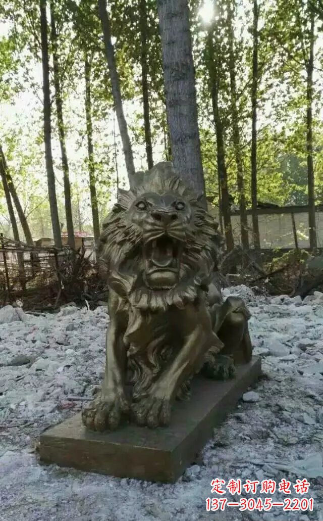 达州卧着的西洋狮子铜雕 (2)