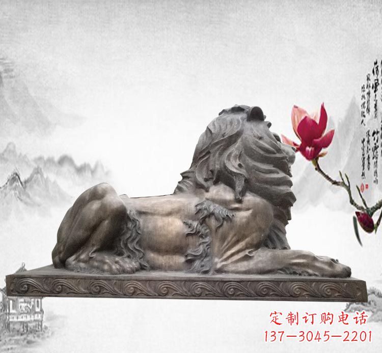 达州卧着的西洋狮子铜雕