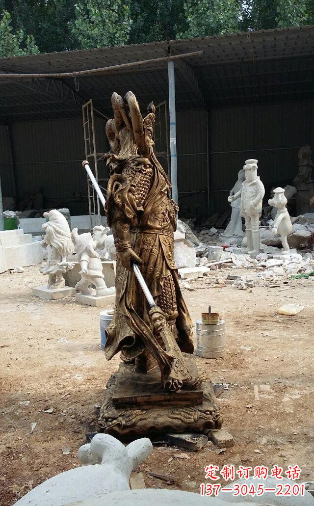 达州武财神关公玻璃钢仿铜雕塑