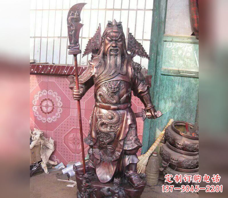 达州武财神关公提刀铜雕
