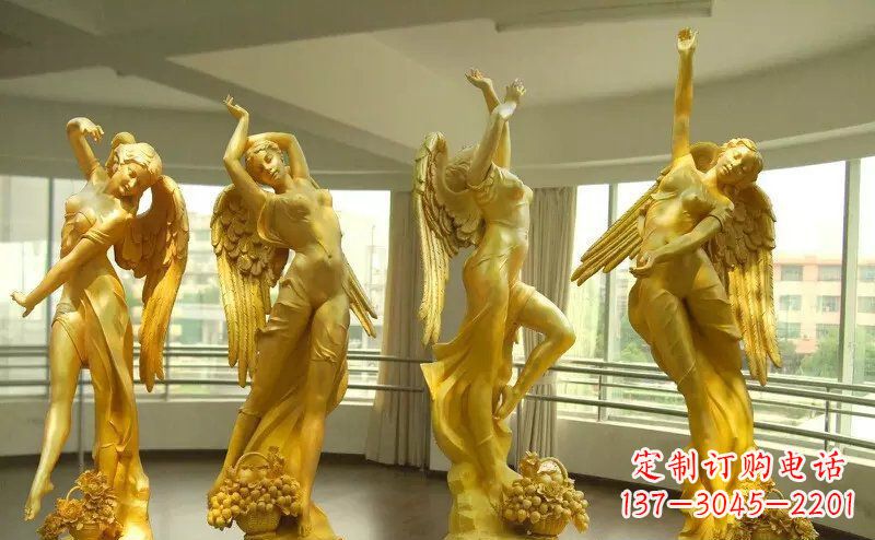 达州舞蹈四女神玻璃钢仿铜人物雕塑