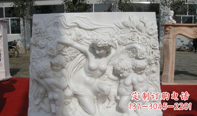 达州西方女人与孩子汉白玉浮雕
