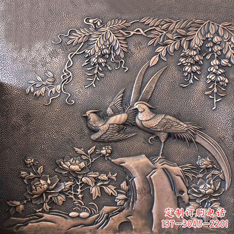 达州喜鹊紫铜浮雕装饰画