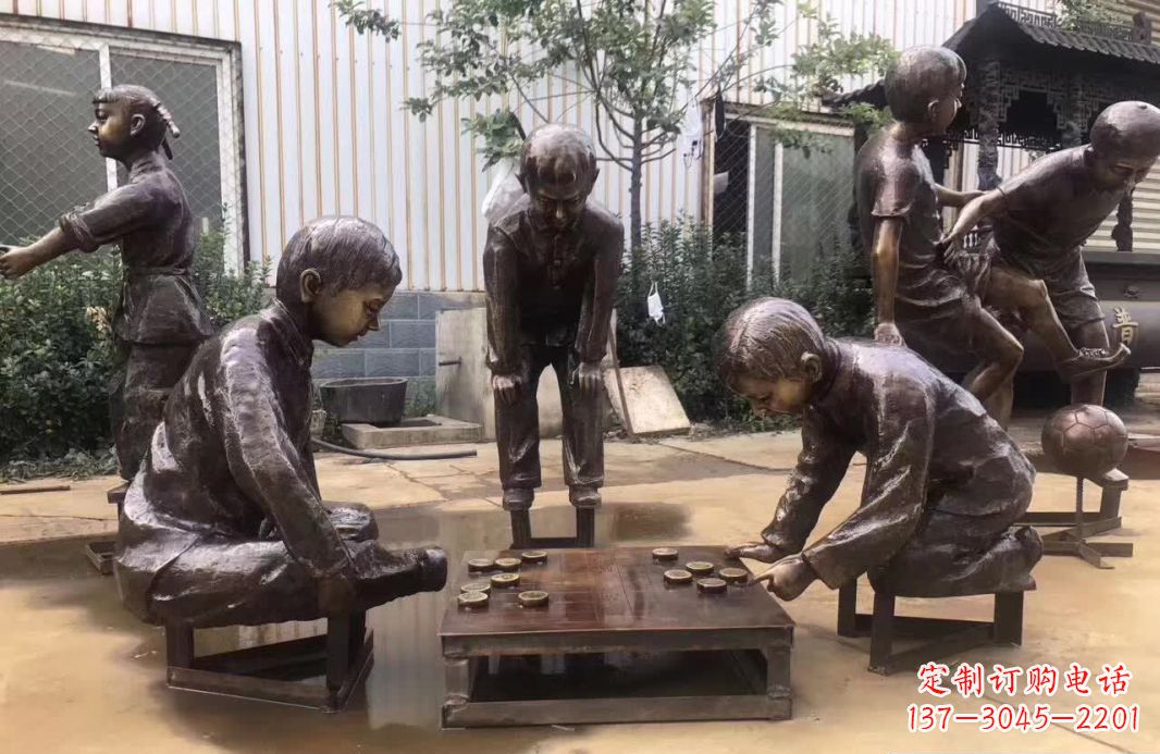 达州下象棋儿童铜雕