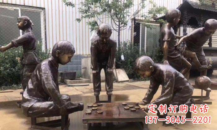 达州下象棋儿童铜雕 (2)