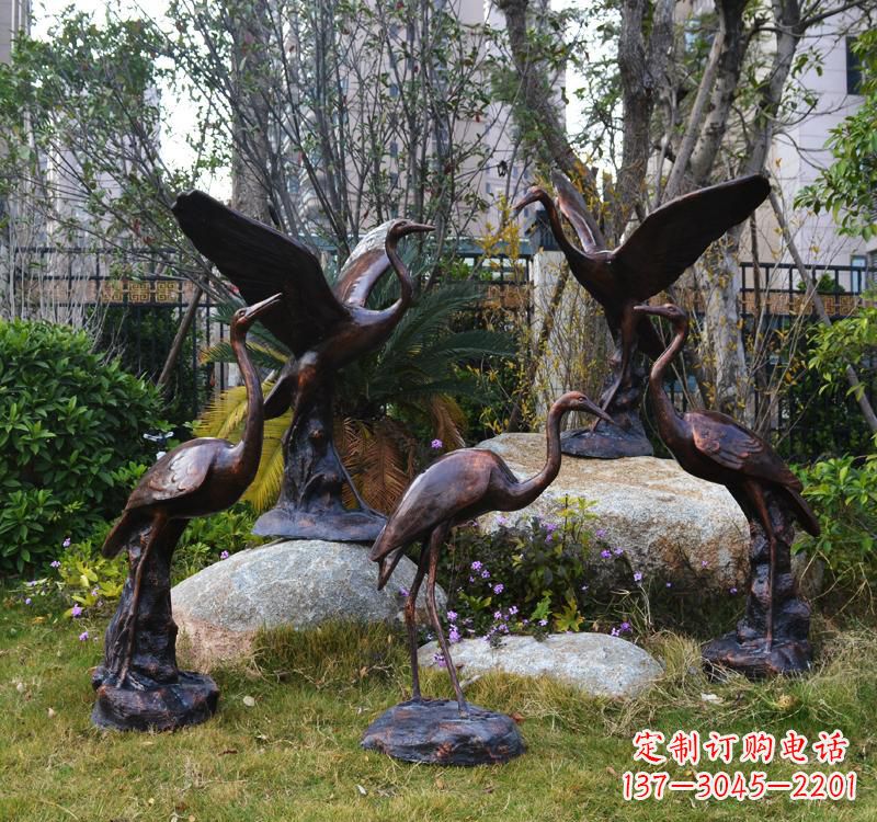 达州仙鹤铜雕塑 (2)