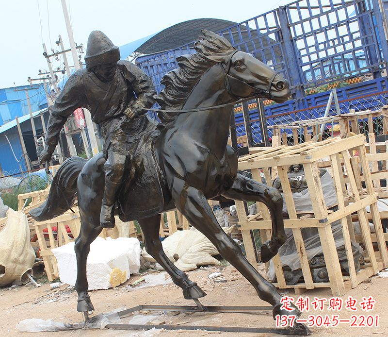达州现代骑马人物公园景观铜雕