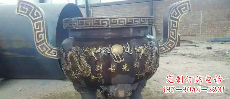 达州祥光古刹寺庙香炉铜雕
