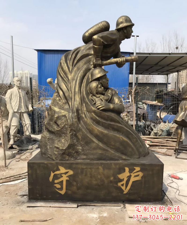 达州消防员铜雕112