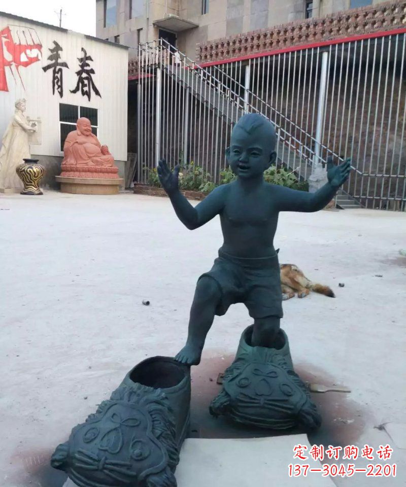 达州小孩穿大鞋青铜人物雕塑