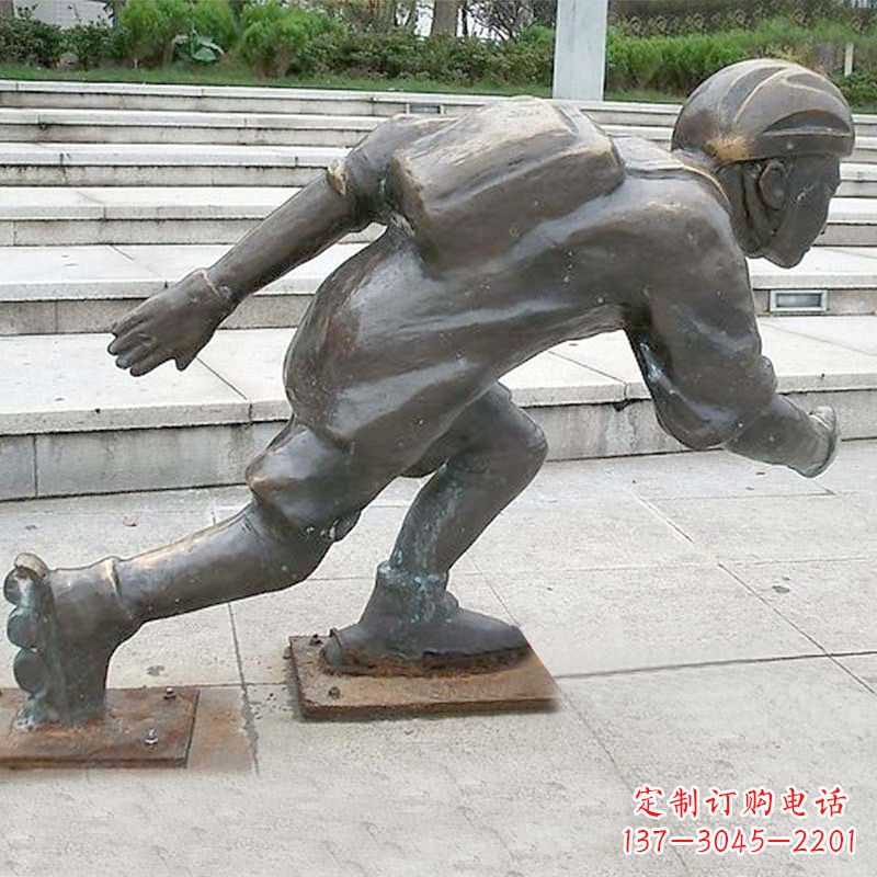 达州小孩滑旱冰广场人物运动雕塑