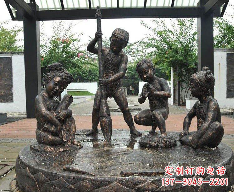 达州小孩写大字铜雕小品