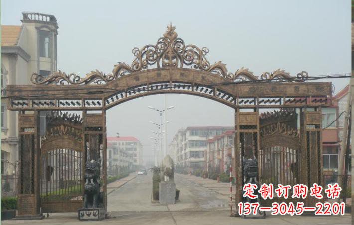 达州小区不锈钢门口牌坊雕塑