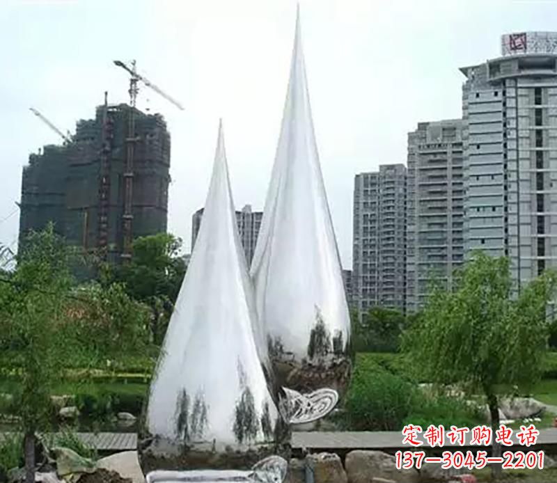 达州小区不锈钢水滴雕塑