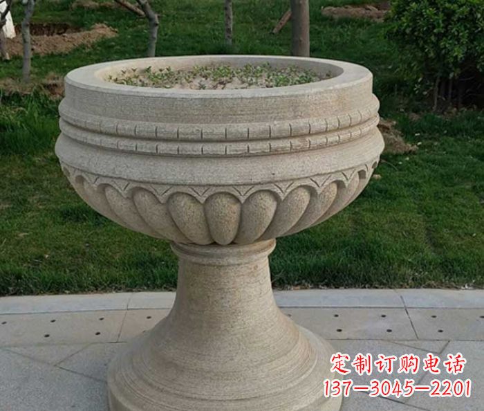 达州小区大理石花盆摆件石雕
