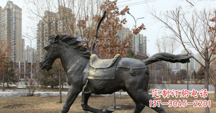 达州小区动物奔跑的马铜雕