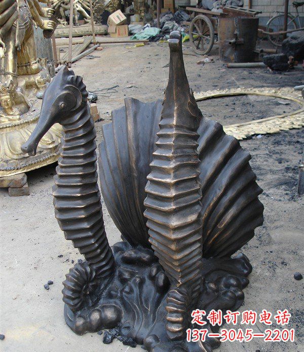 达州小区动物海马铜雕