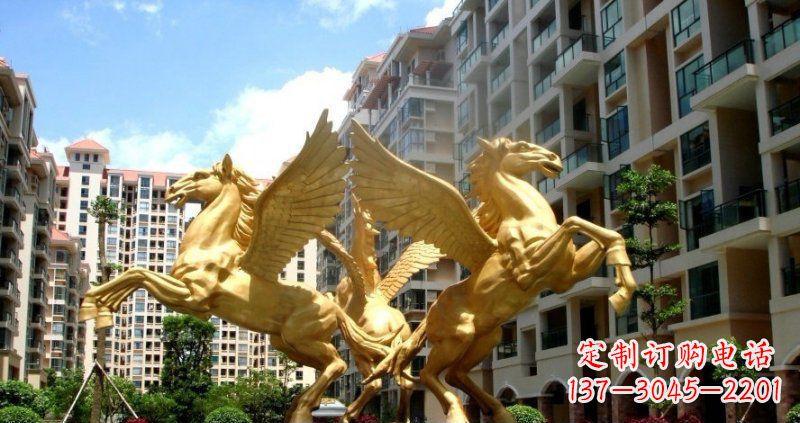 达州小区飞马动物铜雕