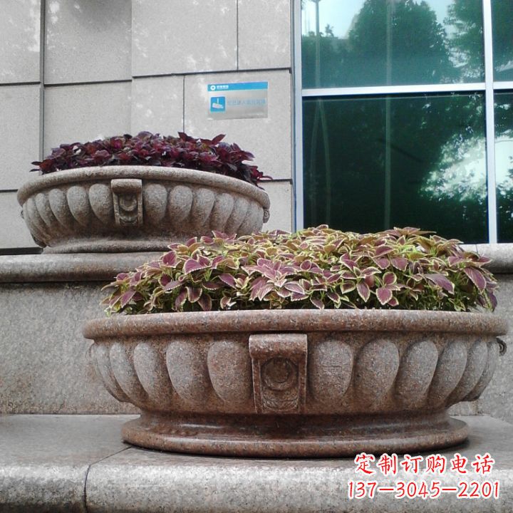 达州小区花岗岩石雕花盆