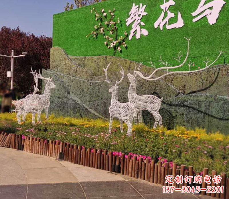 达州小区景观不锈钢梅花鹿