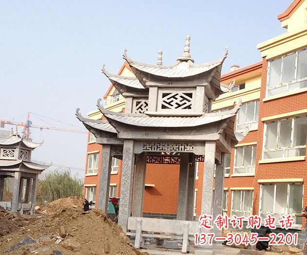 达州小区景观大理石凉亭石雕