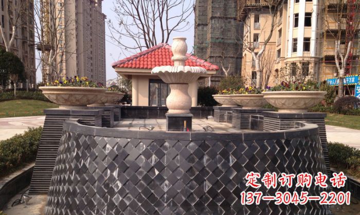达州小区景观大理石喷泉石雕 (3)