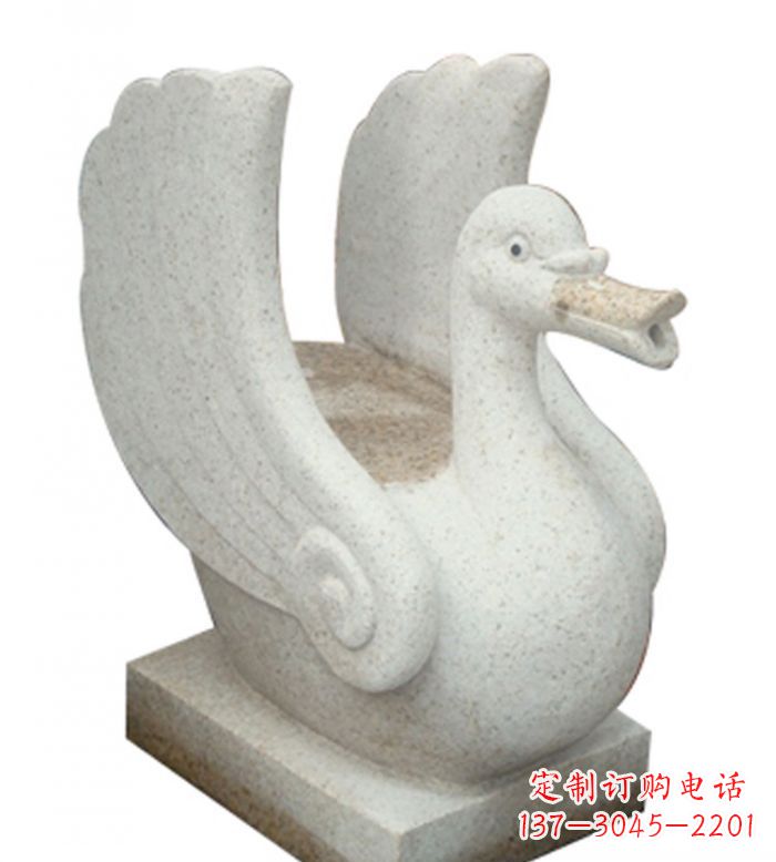 达州小区景观大理石天鹅喷泉石雕 (2)