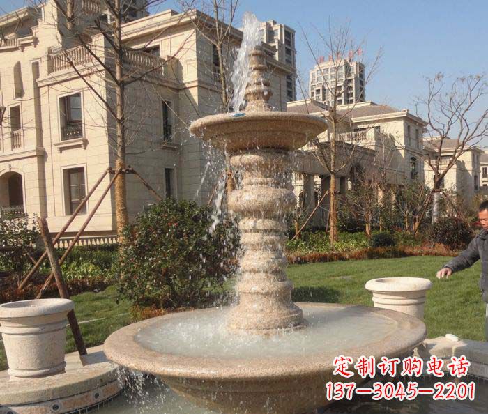 达州小区景观多层喷泉石雕 (2)