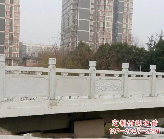 达州小区景观汉白玉石雕栏板 (2)