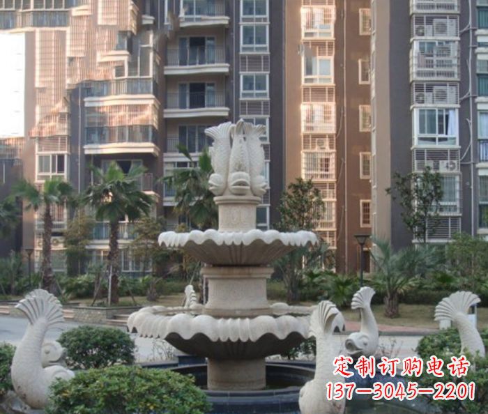 达州小区景观鲤鱼喷泉石雕