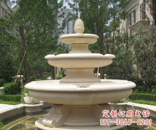 达州小区景观晚霞红多层喷泉石雕