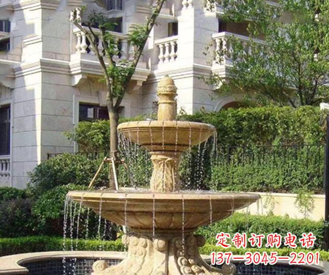 达州小区景观晚霞红多层喷泉石雕 (4)