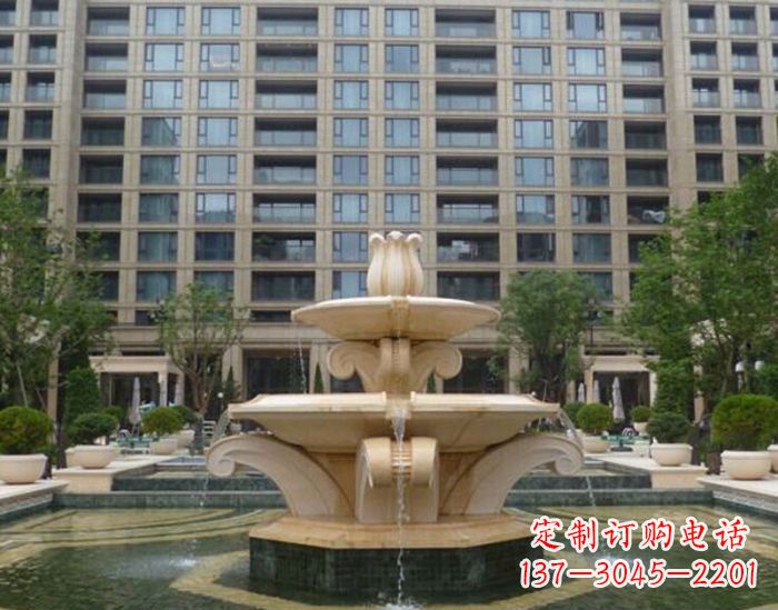 达州小区景观晚霞红喷泉石雕 (2)