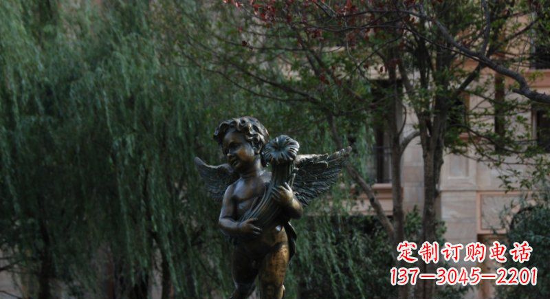 达州小区欧式小男孩人物铜雕
