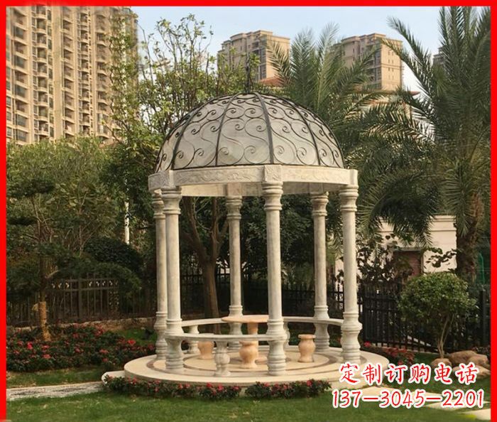 达州小区欧式圆顶凉亭石雕 (2)