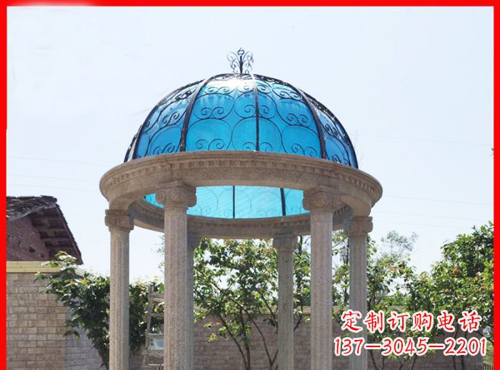 达州小区欧式圆顶凉亭石雕_2