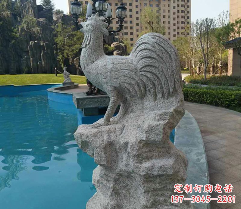 达州小区十二生肖鸡动物石雕