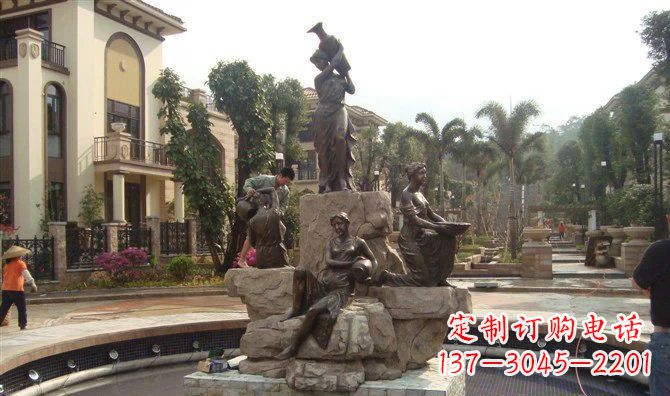 达州小区西方美女喷泉人物铜雕