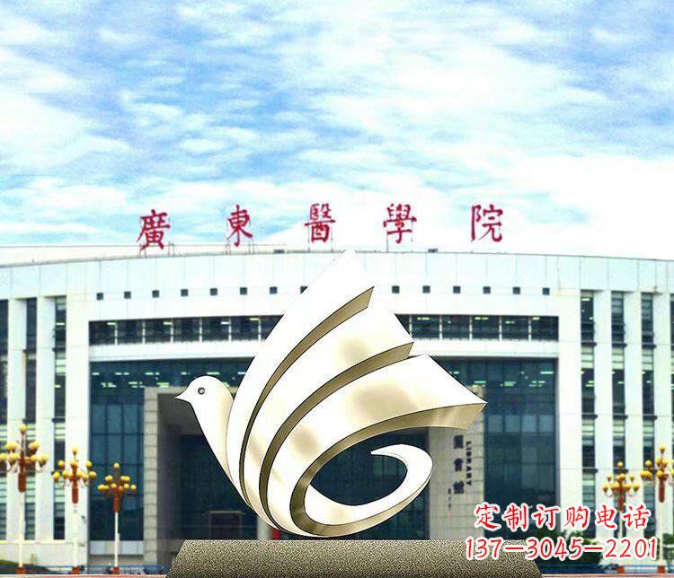达州校园不锈钢抽象和平鸽雕塑