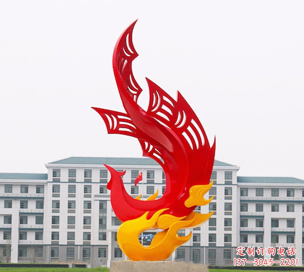 达州校园不锈钢凤凰浴火雕塑