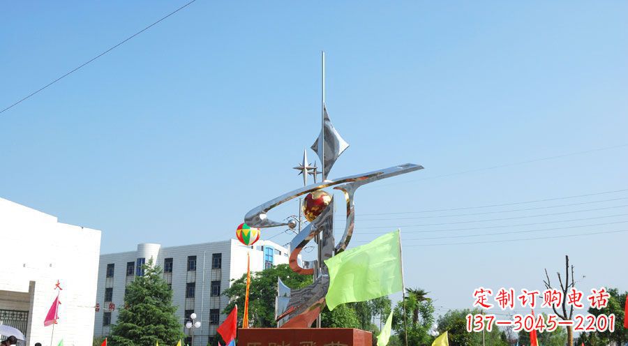 达州校园不锈钢马踏飞燕地球雕塑