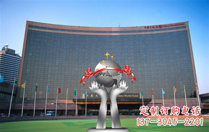 达州校园不锈钢双手捧地球雕塑