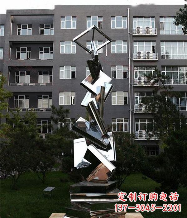 达州校园抽象不锈钢书籍雕塑