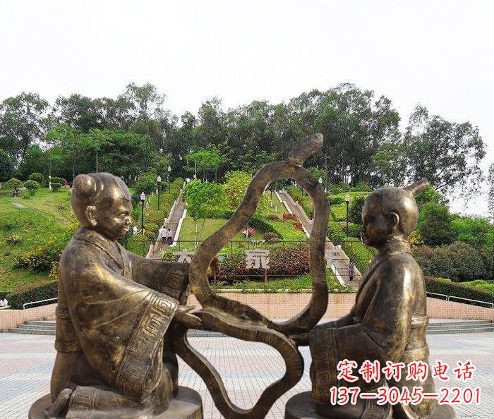 达州校园抽象孔融让梨铜雕
